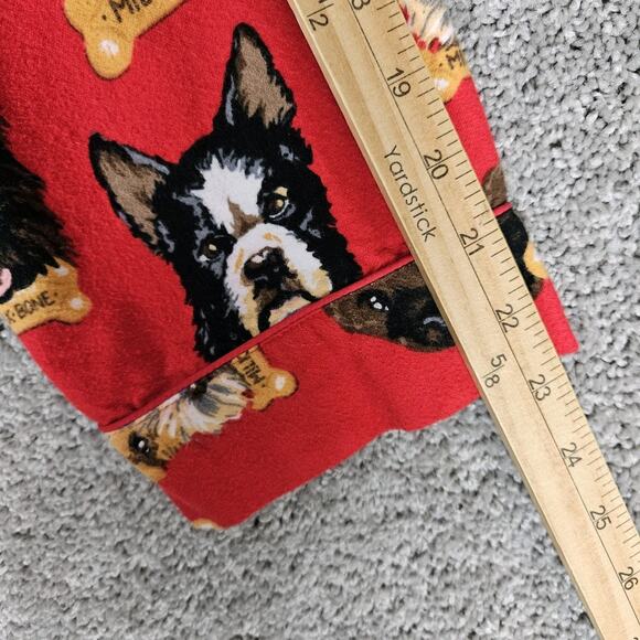 Nick & Nora Pajama Top Womens Medium Red Milk Bone AOP Dogs Button Up Flannel - Picture 11 of 15